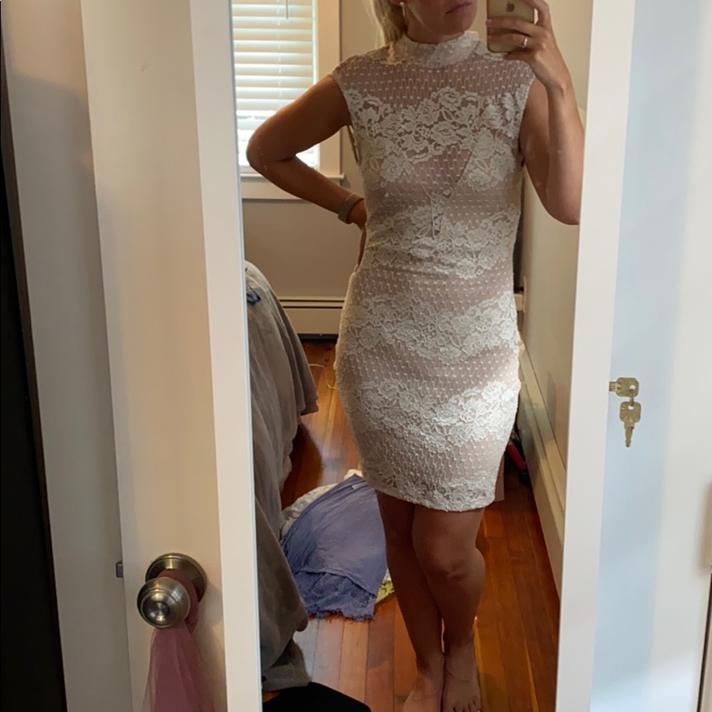 Beautiful blush lace illusion dress- NWT